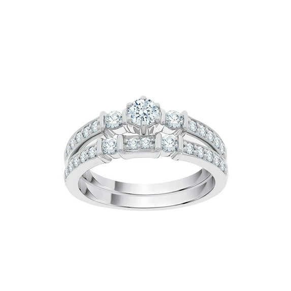 Diamond Bridal Set in 10K White Gold (2/3 cttw) (I-Color, SI3-I1 Clarity) (Size-8.5)