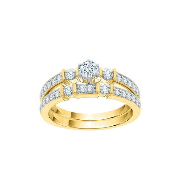 Diamond Bridal Set in 10K Yellow Gold (2/3 cttw) (I-Color, SI3-I1 Clarity) (Size-6.5)