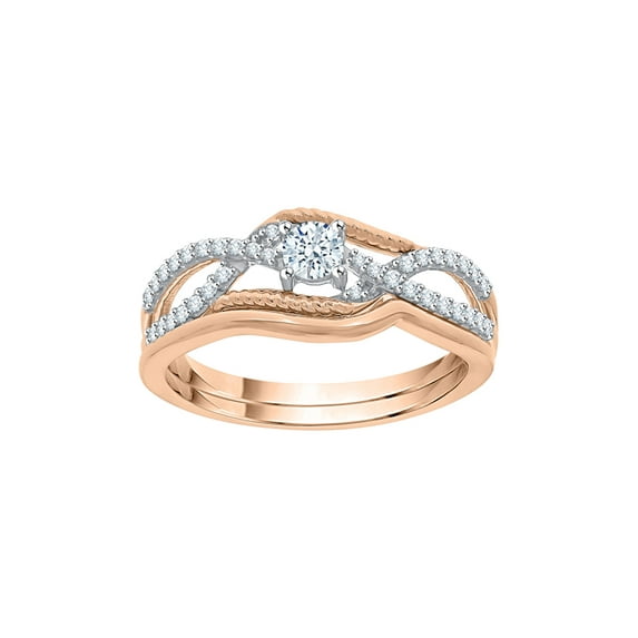 Diamond Bridal Set in 14K Rose Gold (1/3 cttw) (I-Color, SI3-I1 Clarity) (Size-6)
