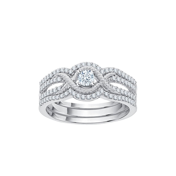 Diamond Bridal Set in 14K White Gold (1/2 cttw) (I-Color, SI3-I1 Clarity) (Size-10)