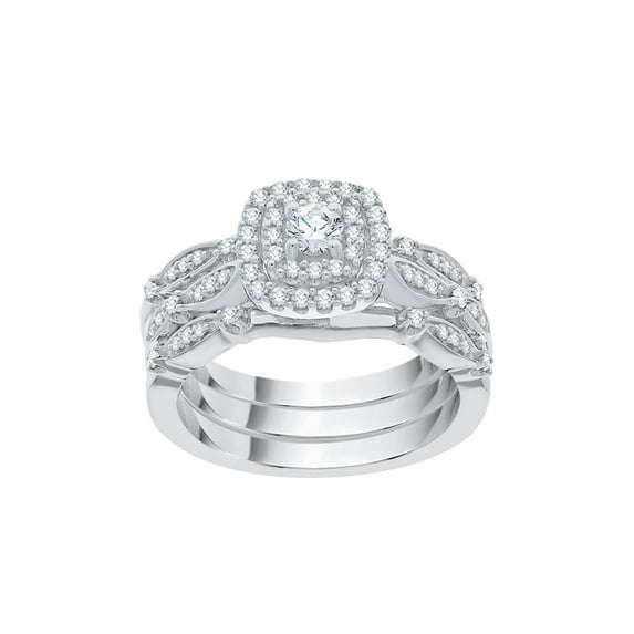 Diamond Bridal Set in 14K White Gold (1/2 cttw) (I-Color, SI3-I1 Clarity) (Size-6)