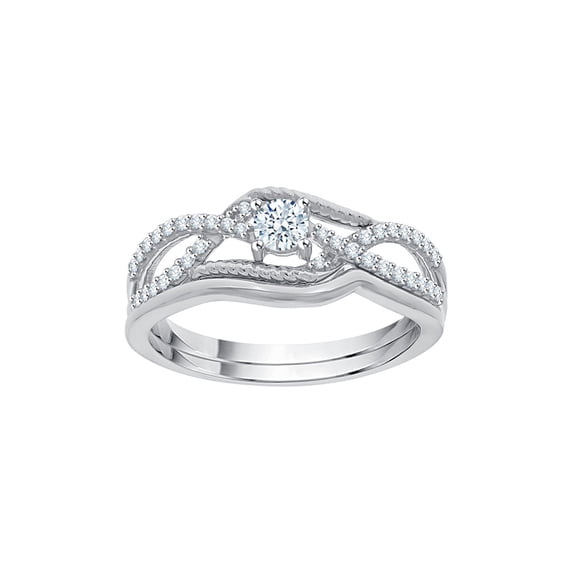 Diamond Bridal Set in 14K White Gold (1/3 cttw) (I-Color, SI3-I1 Clarity) (Size-7)