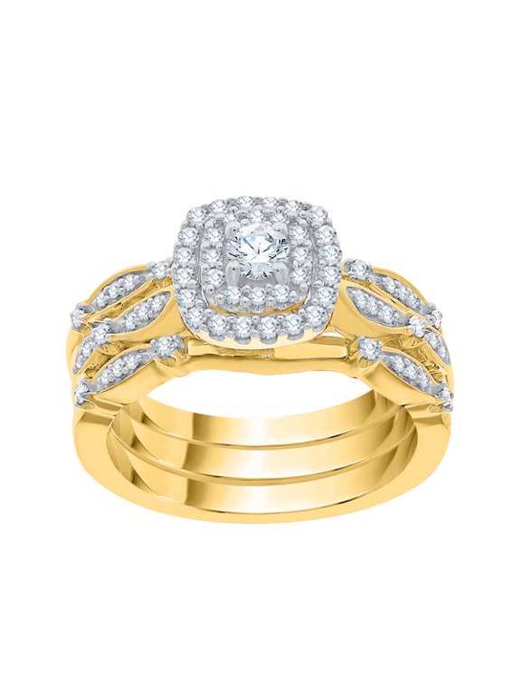 Diamond Bridal Set in 14K Yellow Gold (1/2 cttw) (I-Color, SI3-I1 Clarity) (Size-8)