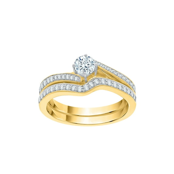 Diamond Bridal Set in 14K Yellow Gold (5/8 cttw) (I-Color, SI3-I1 Clarity) (Size-10)