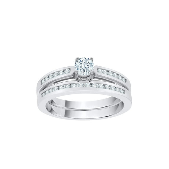 Diamond Bridal Set in Sterling Silver (1/2 cttw) (I-Color, SI3-I1 Clarity) (Size-8)