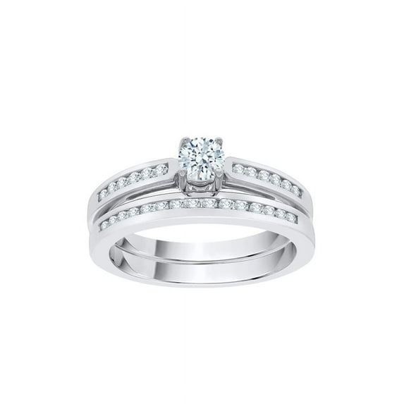 Diamond Bridal Set in Sterling Silver (1/2 cttw) (I-Color, SI3-I1 Clarity) (Size-9.5)