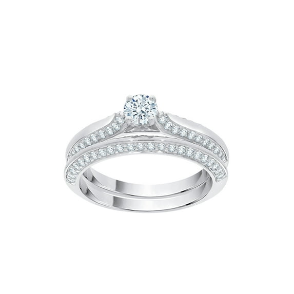 Diamond Bridal Set in Sterling Silver (3/4 cttw) (I-Color, SI3-I1 Clarity) (Size-8)