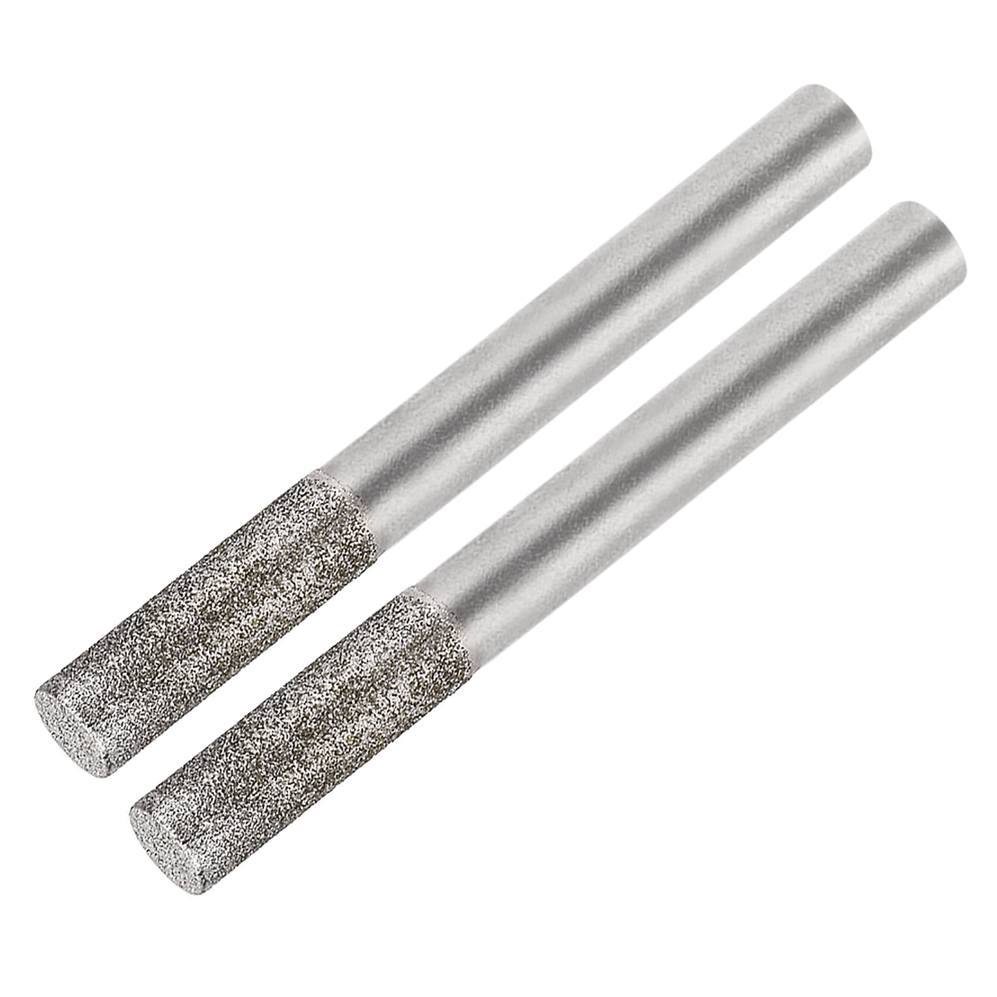 Diamond Burrs Grinding Drill Bits for Rotary Tool 1/4Inch Shank 6mm Cylindrical 120 Grit 2 Pcs
