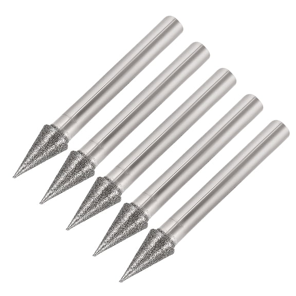 Diamond Burrs Grinding Drill Bits for Rotary Tool 1/4-Inch Shank 8mm Conial 120 Grit 5 Pcs