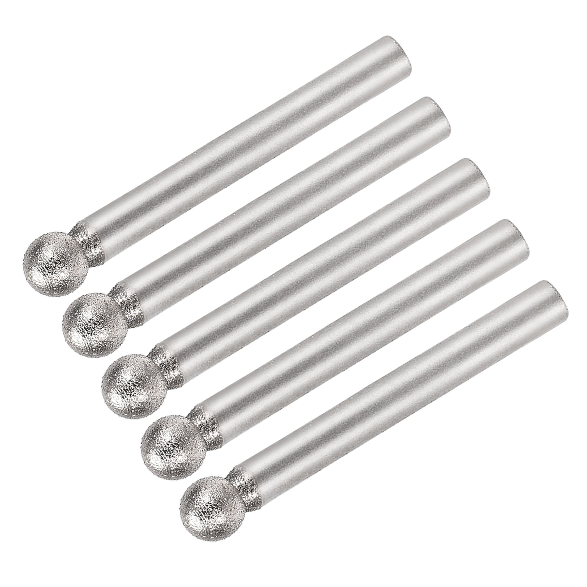 Diamond Burrs Grinding Drill Bits for Rotary Tool 1/4Inch Shank 8mm Spherical 150 Grit 5 Pcs