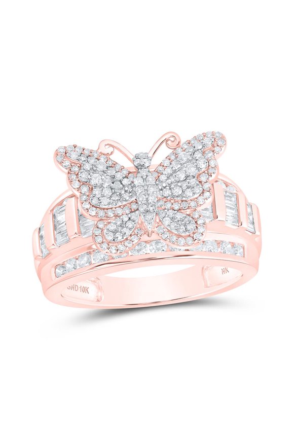 Diamond NK Fashion Butterfly Ring 1cttw