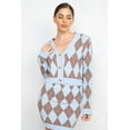thumbnail image 1 of Diamond Button-front Cardigan Top Blue/Coffee M, 1 of 5