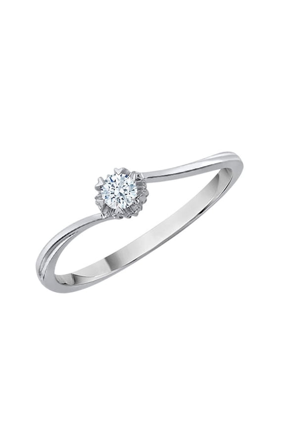 Diamond Bypass Promise Ring in Sterling Silver (1/10 cttw) (I-Color, SI3-I1 Clarity) (Size-7)