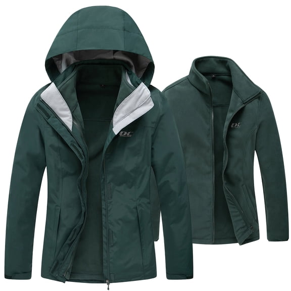 Diamond Candy Womens 3-in-1 Winter Jacket Waterproof Rain Coat with Hood Warm Fleece Ski Jackets