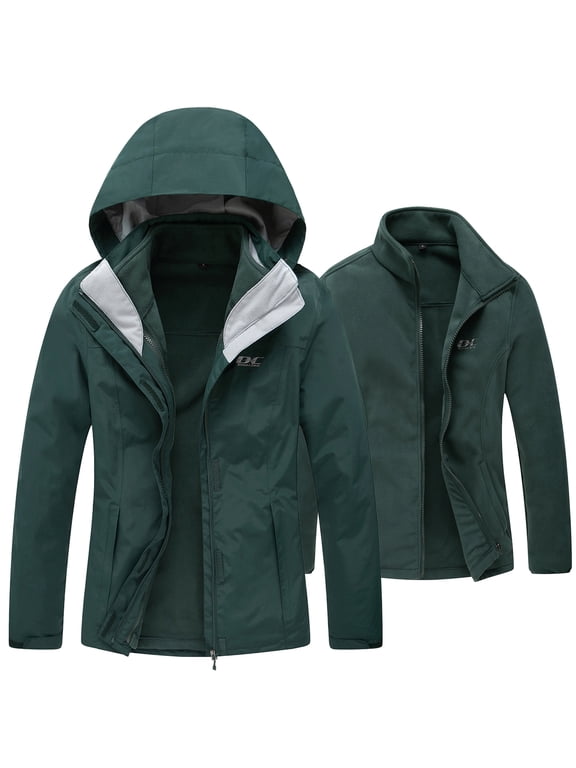Diamond Candy Womens 3-in-1 Winter Jacket Waterproof Rain Coat with Hood Warm Fleece Ski Jackets