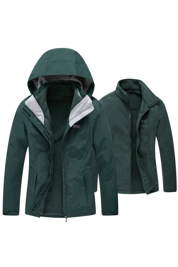 Diamond Candy Womens 3-in-1 Winter Jacket Waterproof Rain Coat with Hood Warm Fleece Ski Jackets