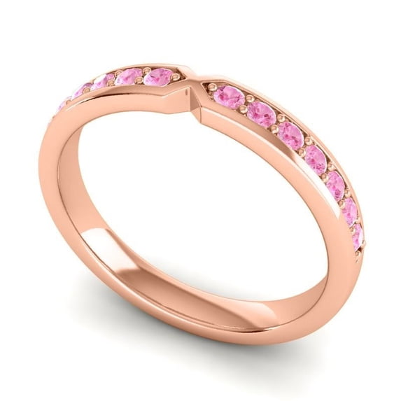 Diamond-Capitals 0.20 Ct Shiny Round Cut Pink Sapphire Gemstone Eternity Band for Engagement Solid 14K Rose Gold Size 4.5