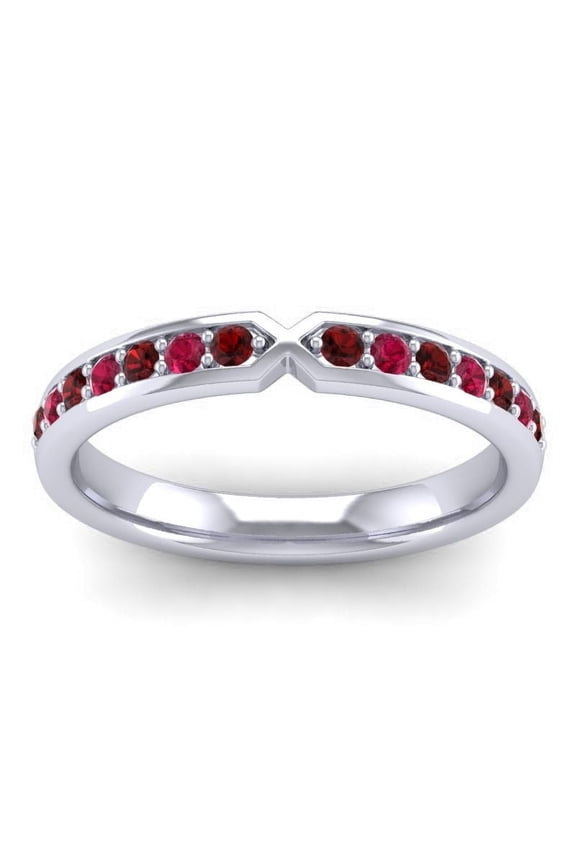 0.30 Carat Elegant Round Cut Garnet & Red Ruby Gemstone Ring for Birthday Gift 18K White Gold Size 10
