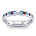 thumbnail image 1 of Diamond-Capitals 0.30 Carat Round Cut Blue Topaz & Garnet Gemstone Fancy Engagement Eternity Band for Women 14K White Gold Size 6, 1 of 8