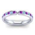 thumbnail image 1 of Diamond-Capitals 0.30 Carat Round Shape Amethyst & Aquamarine Gemstone Lovely Anniversary Eternity Band for Ladies Solid 18K White Gold Size 9.5, 1 of 8