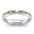 thumbnail image 1 of Diamond-Capitals 0.30 Carat Round Shape Peridot & Pink Sapphire Gemstone Lovely Anniversary Eternity Band for Ladies Solid 18K White Gold Size 9.5, 1 of 8