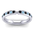 thumbnail image 1 of Diamond-Capitals 0.30 Ct Beautiful Round Cut Black Onyx & Aquamarine Gemstone Wedding Eternity Bands for Ladies Solid 18K White Gold Size 8, 1 of 8