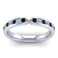 thumbnail image 1 of Diamond-Capitals 0.30 Ct Classy Round Cut Black Onyx & Aquamarine Gemstone Engagement Eternity Bands for Gift Solid 18K White Gold Size 9, 1 of 8