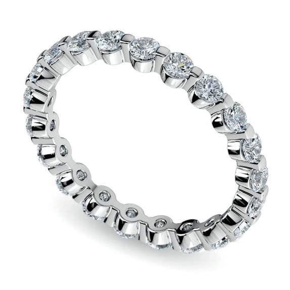 Diamond-Capitals 1.00 Carat New Round Moissanite Diamond (D/VVS1) Wedding Eternity Band for Ladies Solid 14K White Gold Size 7.5
