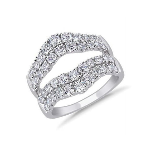 Diamond-Capitals 1.00 Ct Charm Round Cut Moissanite Anniversary Eternity Band for Her Solid 18K White Gold Size 11