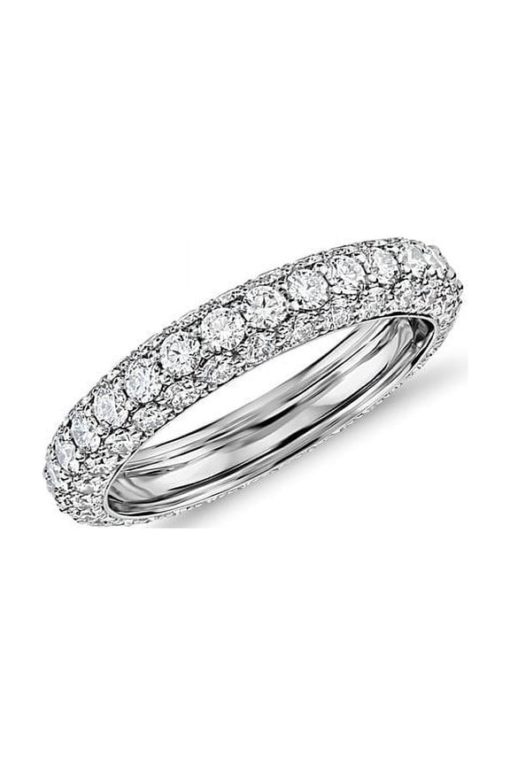1.00 Ct IGI Certified Fine Round Cut Lab Grown Diamond Eternity Band for Anniversary (E/VVS2) Solid 18K White Gold Size 3