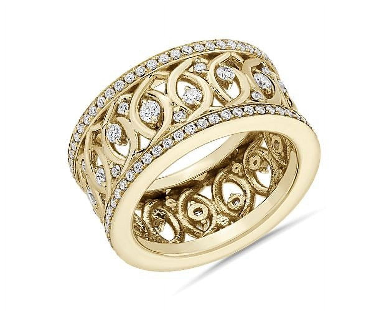 Men's Lab-Created Moissanite Wedding Band - 2.10 Carat Round Cut In 14K Gold Plated Sterling Silver