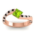 thumbnail image 1 of Diamond-Capitals 1.20 Carat Elegant Natural Diamond Peridot & Black Onyx Gemstone Proposal Ring for Ladies Solid 18K Rose Gold Size 7.5, 1 of 8