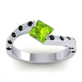 thumbnail image 1 of Diamond-Capitals 1.20 Carat Natural Diamond Peridot & Black Onyx Gemstone Beautiful Engagement Ring for Ladies in Solid 18K White Gold Size 7, 1 of 8