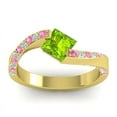 thumbnail image 1 of Diamond-Capitals 1.20 Carat Natural Diamond Peridot & Pink Sapphire Gemstone Sparkle Engagement Ring for Fiancee 18K Yellow Gold Size 4, 1 of 8