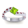thumbnail image 1 of Diamond-Capitals 1.20 Carat Natural Diamond Peridot & Red Ruby Gemstone Lovely Engagement Ring for Fiancee 14K White Gold Size 8, 1 of 8