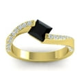 thumbnail image 1 of Diamond-Capitals 1.20 Carat Princess Cut Black Onyx Gemstone & Real Diamond (F-G/VS1) Fancy Engagement Ring for Girls 14K Yellow Gold Size 6, 1 of 8