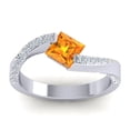 thumbnail image 1 of Diamond-Capitals 1.20 Carat Princess Cut Citrine Gemstone & Natural Diamond (F-G/VS1) Trendy Wedding Ring for Fiancee 14K White Gold Size 8, 1 of 8