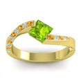 thumbnail image 1 of Diamond-Capitals 1.20 Carat Stylish Natural Diamond Peridot & Citrine Gemstone Bridal Ring for Ladies Solid 14K Yellow Gold Size 5, 1 of 8