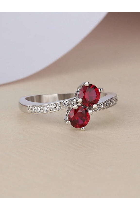 1.20 Carat Wonderful Round Cut Natural Diamond Red Ruby Gemstone Bridal Ring for Ladies Solid 14K White Gold Size 5