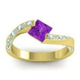 thumbnail image 1 of Diamond-Capitals 1.25 Carat Princess Cut Amethyst & Aquamarine Gemstone Elegant Wedding Ring for Ladies Solid 14K Yellow Gold Size 4, 1 of 8