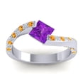 thumbnail image 1 of Diamond-Capitals 1.25 Carat Princess Cut Amethyst & Citrine Gemstone Beautiful Wedding Ring for Women Solid 18K White Gold Size 9.5, 1 of 8