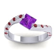thumbnail image 1 of Diamond-Capitals 1.25 Carat Princess Cut Amethyst & Red Ruby Gemstone Fancy Proposal Ring for her Solid 18K White Gold Size 7.5, 1 of 8