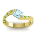 thumbnail image 1 of Diamond-Capitals 1.25 Carat Sparkle Princess Cut Aquamarine & Peridot Gemstone Proposal Ring for Ladies Solid 14K Yellow Gold Size 8.5, 1 of 8