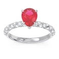 thumbnail image 1 of Diamond-Capitals 1.30 Carat Natural Diamond Red Ruby Gemstone Beautiful Engagement Ring for Ladies in Solid 18K White Gold Size 7, 1 of 8