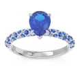 thumbnail image 1 of Diamond-Capitals 1.30 Carat Pear Cut New Blue Sapphire Gemstone Womens Ring for Wedding and Engagement 14K White Gold Size 11, 1 of 8