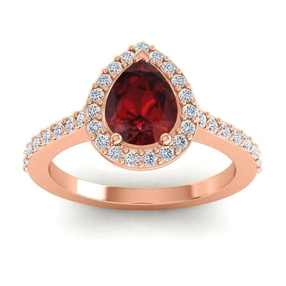 Diamond-Capitals 1.35 Carat Natural Diamond Garnet Gemstone Stylish Wedding Ring for Women Solid 18K Rose Gold Size 10