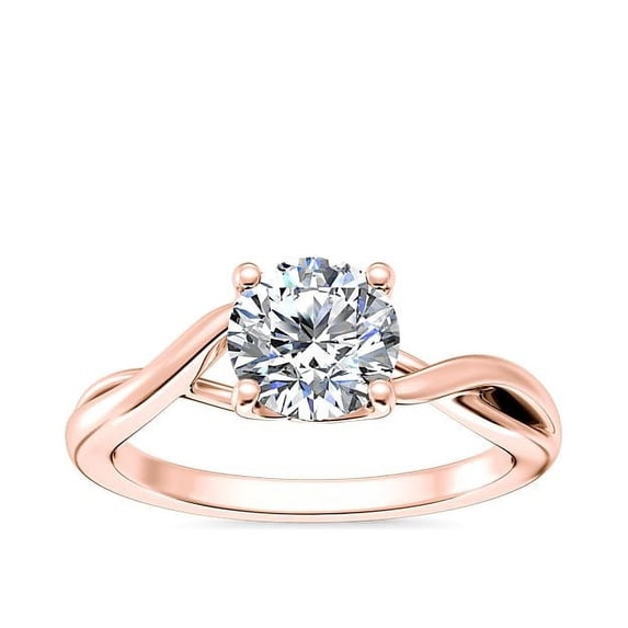 Diamond-Capitals 2.00 Carat Elegant Round Cut (D/VVS1) Moissanite Engagement Ring for Ladies Solid 18K Rose Gold Size 5.5