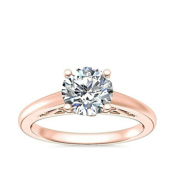 Diamond-Capitals 2.00 Carat Elegant Round Cut (D/VVS1) Moissanite Engagement Ring for Ladies Solid 18K Rose Gold Size 5.5
