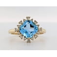 thumbnail image 1 of Diamond-Capitals 2.00 Carat Fancy Natural Diamond Blue Topaz Gemstone Halo Ring for Wedding and Engagement Solid 14K Yellow Gold Size 8.5, 1 of 5