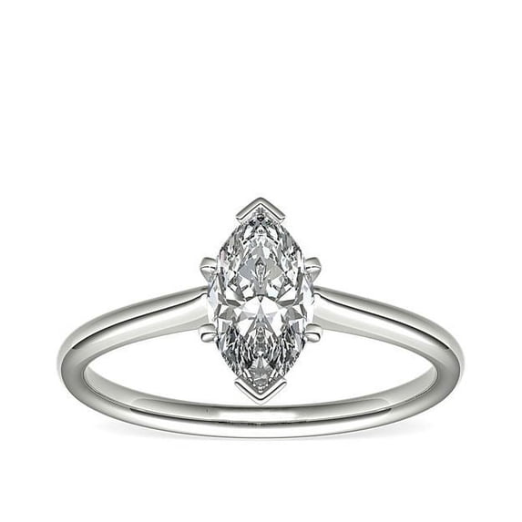 Diamond-Capitals 2.00 Carat Luxurious Marquise Cut (D/VVS1) Moissanite Diamond Solitaire Engagement Ring for Ladies Solid 14K White Gold Size 5.5